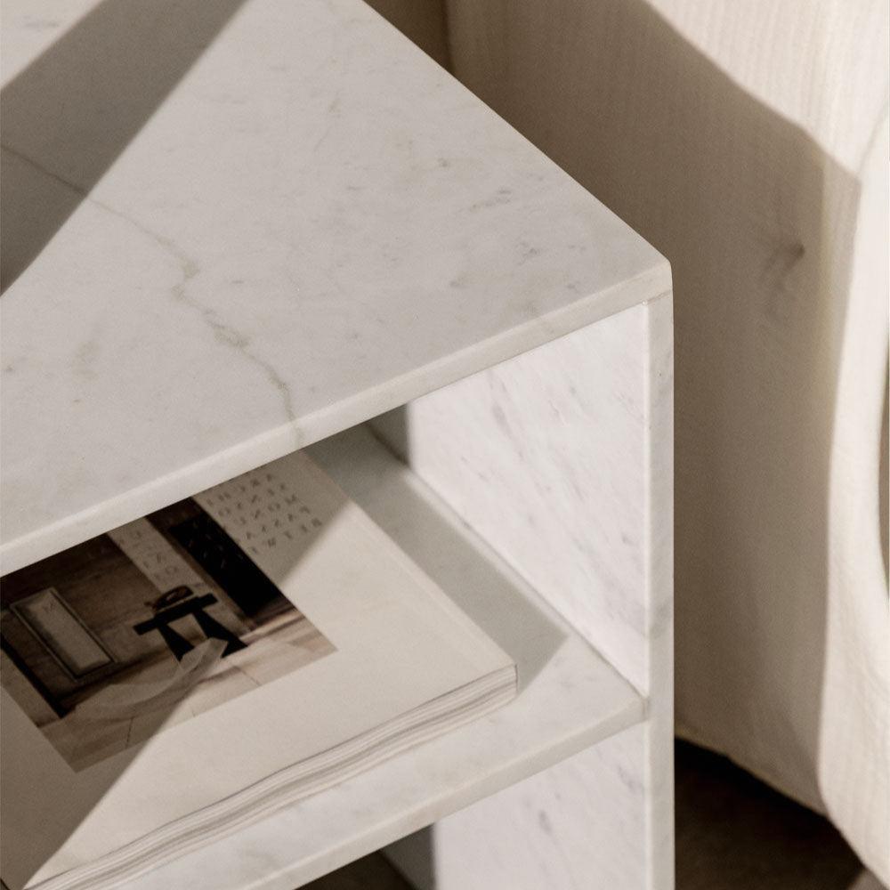 Tables de Chevet Carrées Japandi Marbre Blanc – Collection Oslo