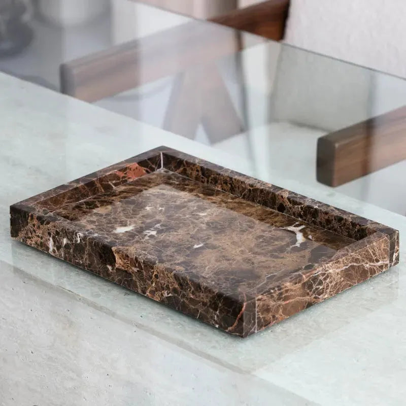 Plateau Japandi en Marbre Marron Dimmig – Élégance Naturelle et Intemporelle