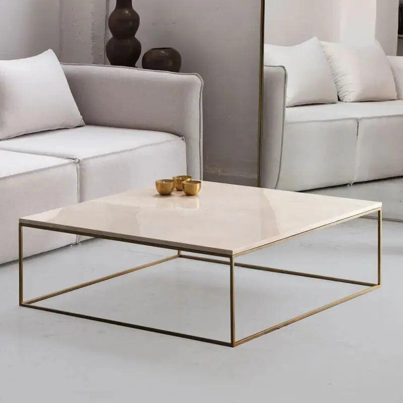 Table Basse Carrée Japandi Marbre et Métal Ryu – Style Moderne et Scandinave