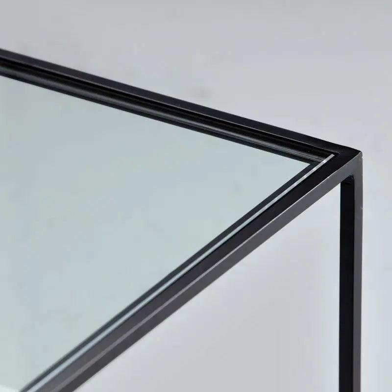 Table Basse Carrée Japandi Gin – Verre et Marbre Blanc Naturel