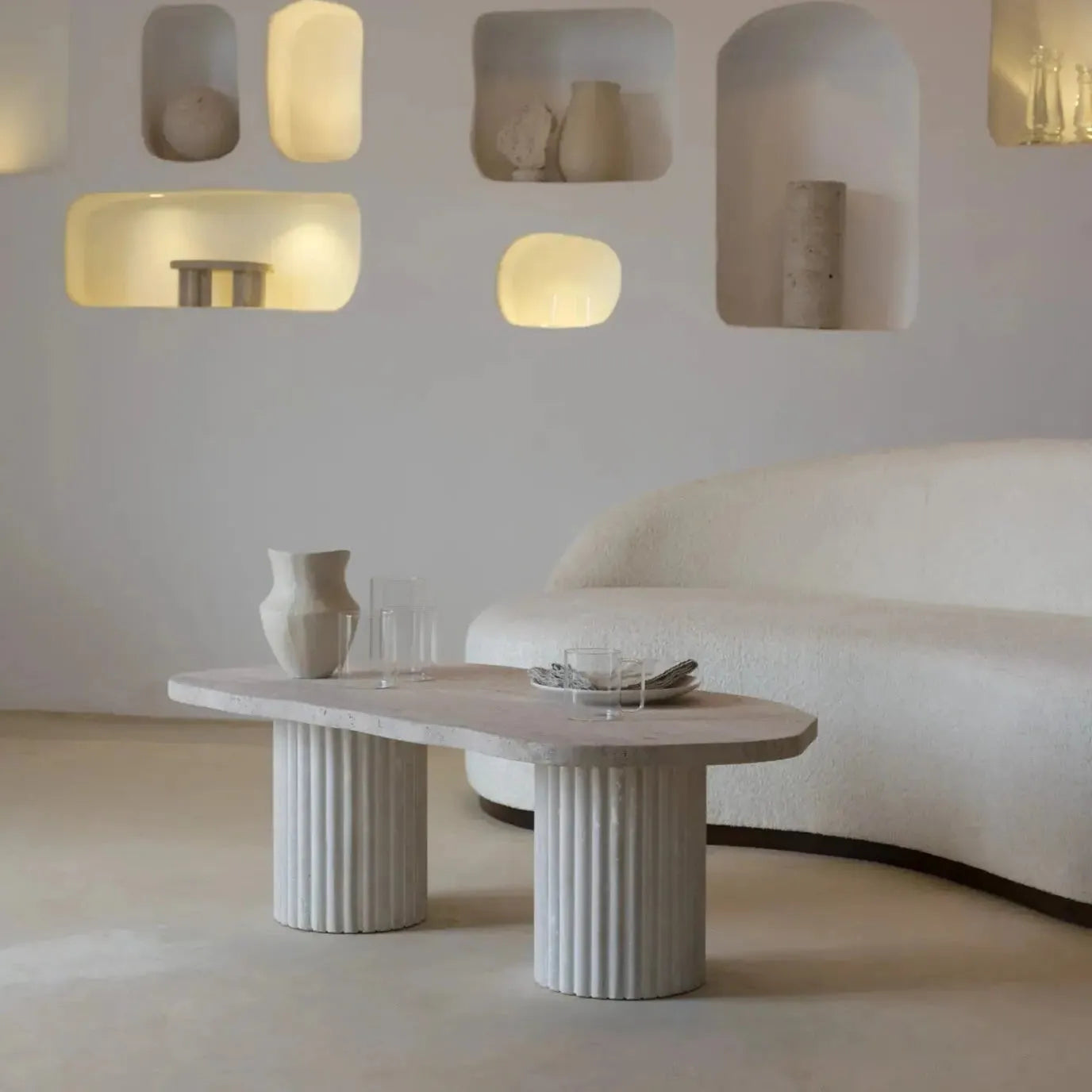 Table basse Japandi Travertin Hagi – Design organique