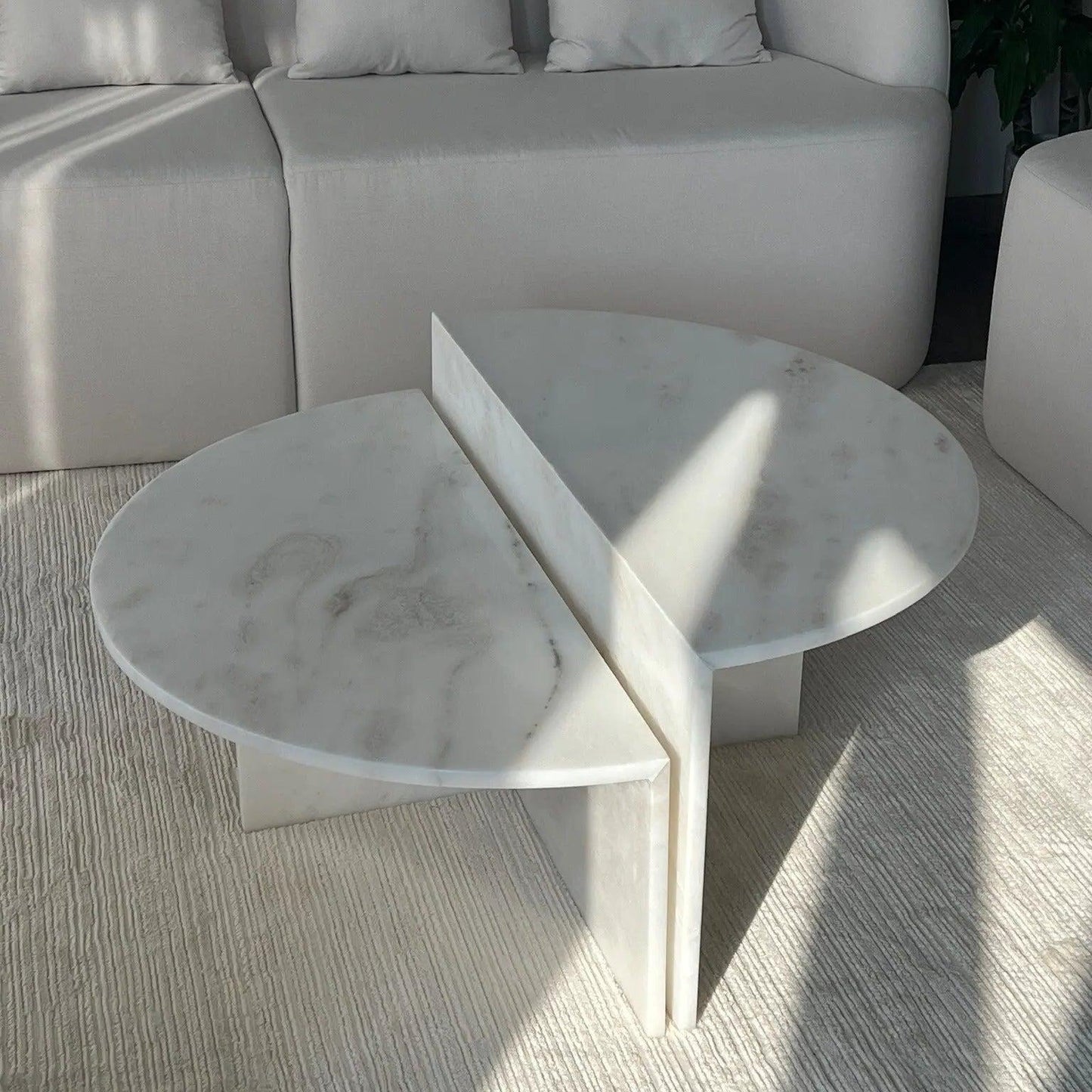 Table Basse Japandi Marbre Blanc Yuki – Design Moderne et Contemporain