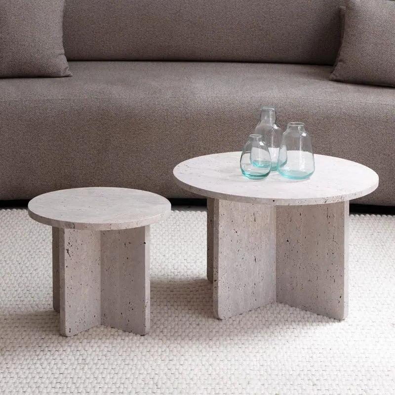 Tables basses gigognes Japandi Nagi en Travertin – Design épuré