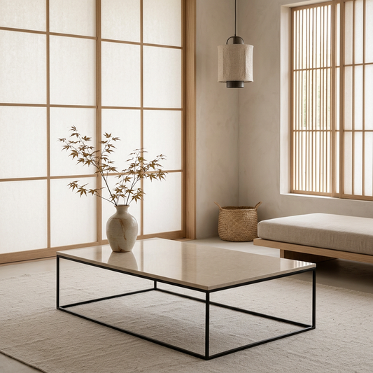Détail marbre naturel — Table basse japandi Wabisabi | Maison Japandi