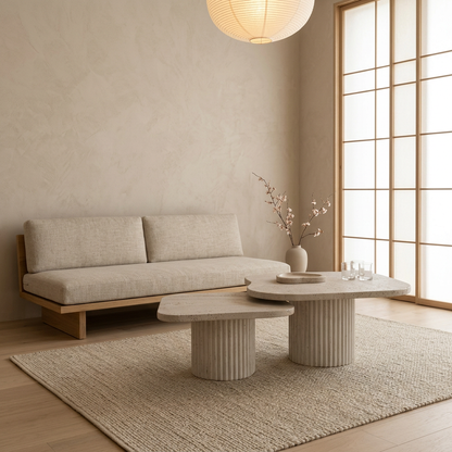 Plateau travertin — table japandi Tables artisanal | Maison Japandi