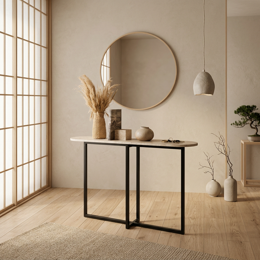 Console japandi en travertin — Maison Japandi