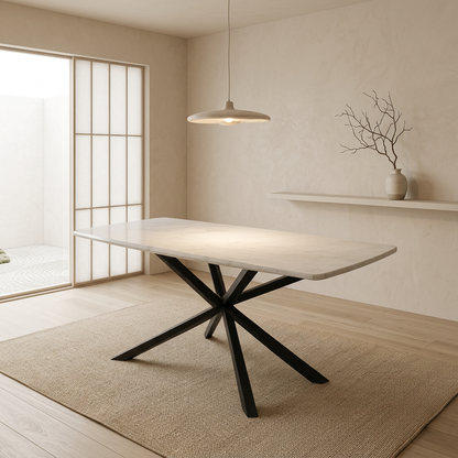 Table à manger japandi Takane en marbre blanc — Maison Japandi