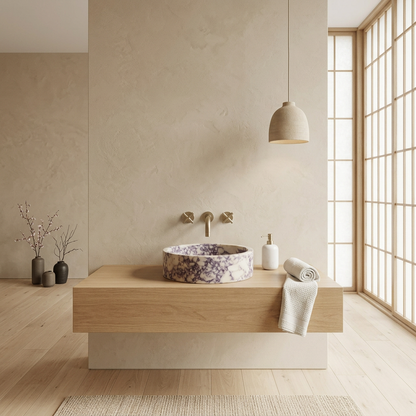 Détail marbre naturel — Vasque japandi | Maison Japandi