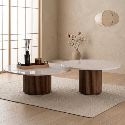 Table japandi Tables en marbre blanc — Maison Japandi