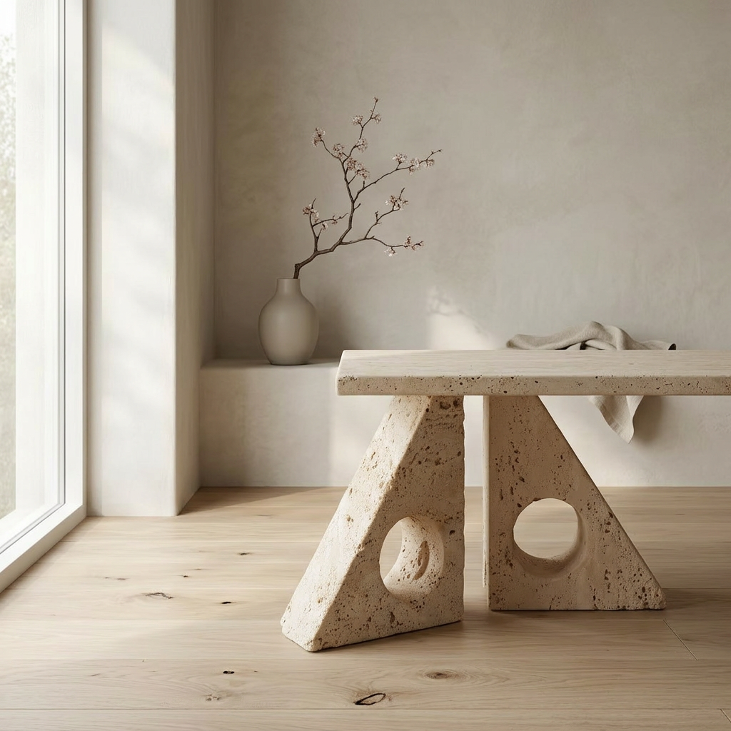 Maison Japandi — Tables en pierre naturelle