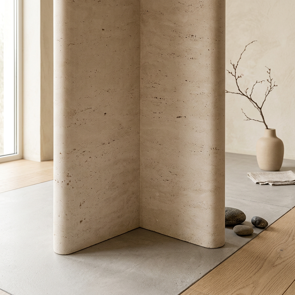 Plateau travertin — console japandi Kumo artisanal | Maison Japandi