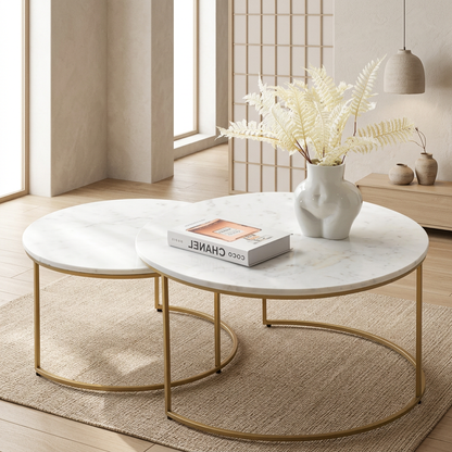 Détail marbre blanc naturel — Table japandi Tables | Maison Japandi