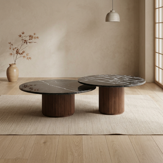 Table japandi Tables en marbre noir — Maison Japandi