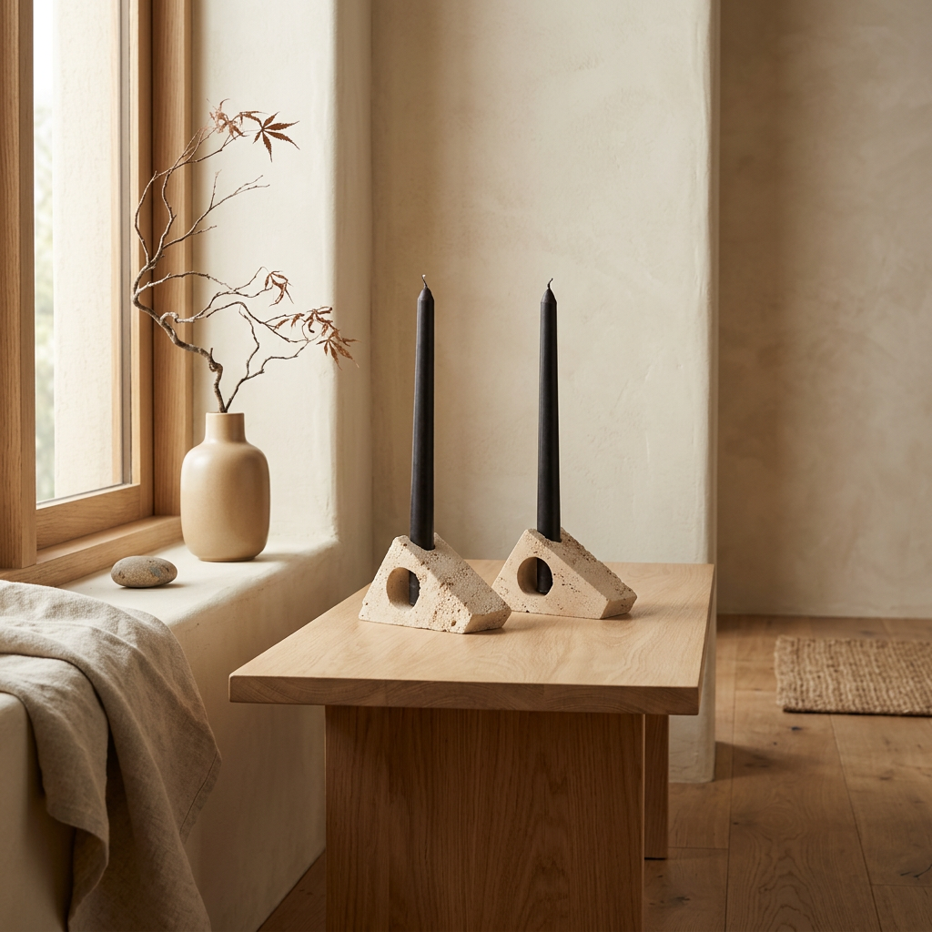 Maison Japandi — Tables en pierre naturelle