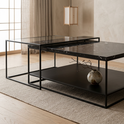 Table japandi Tables dans un intérieur japandi — Marbre noir | Maison Japandi