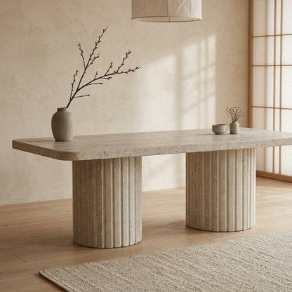 Détail travertin naturel — Table basse japandi Tai | Maison Japandi