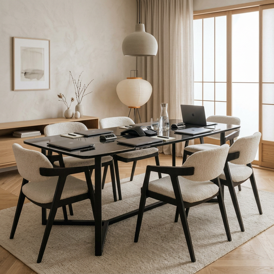 Bureau japandi Sund en marbre noir — Maison Japandi