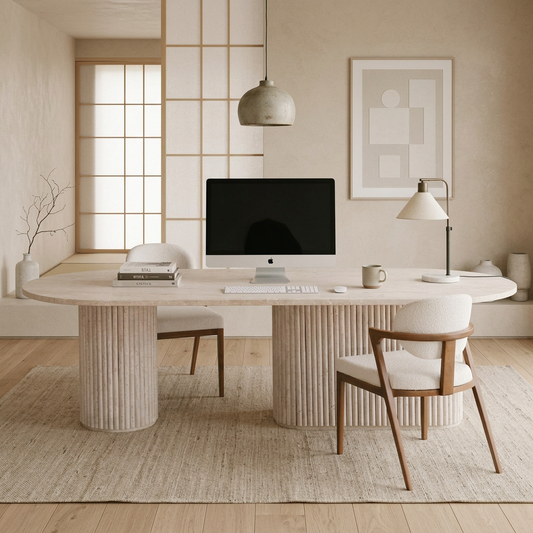 Bureau japandi Shin en travertin — Maison Japandi