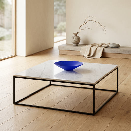 Table basse japandi Sei en marbre blanc — Maison Japandi