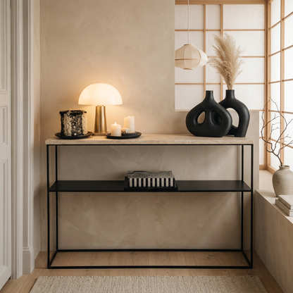 Console japandi Métal en travertin — Maison Japandi