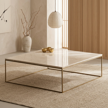 Structure table basse japandi Carrée pierre naturelle | Maison Japandi