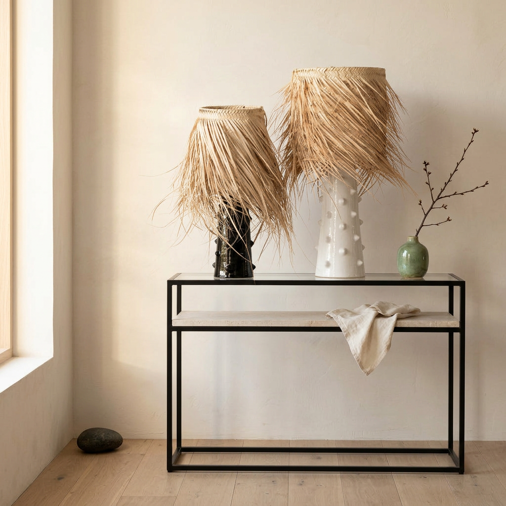 Console japandi Verre dans un intérieur japandi — Travertin | Maison Japandi