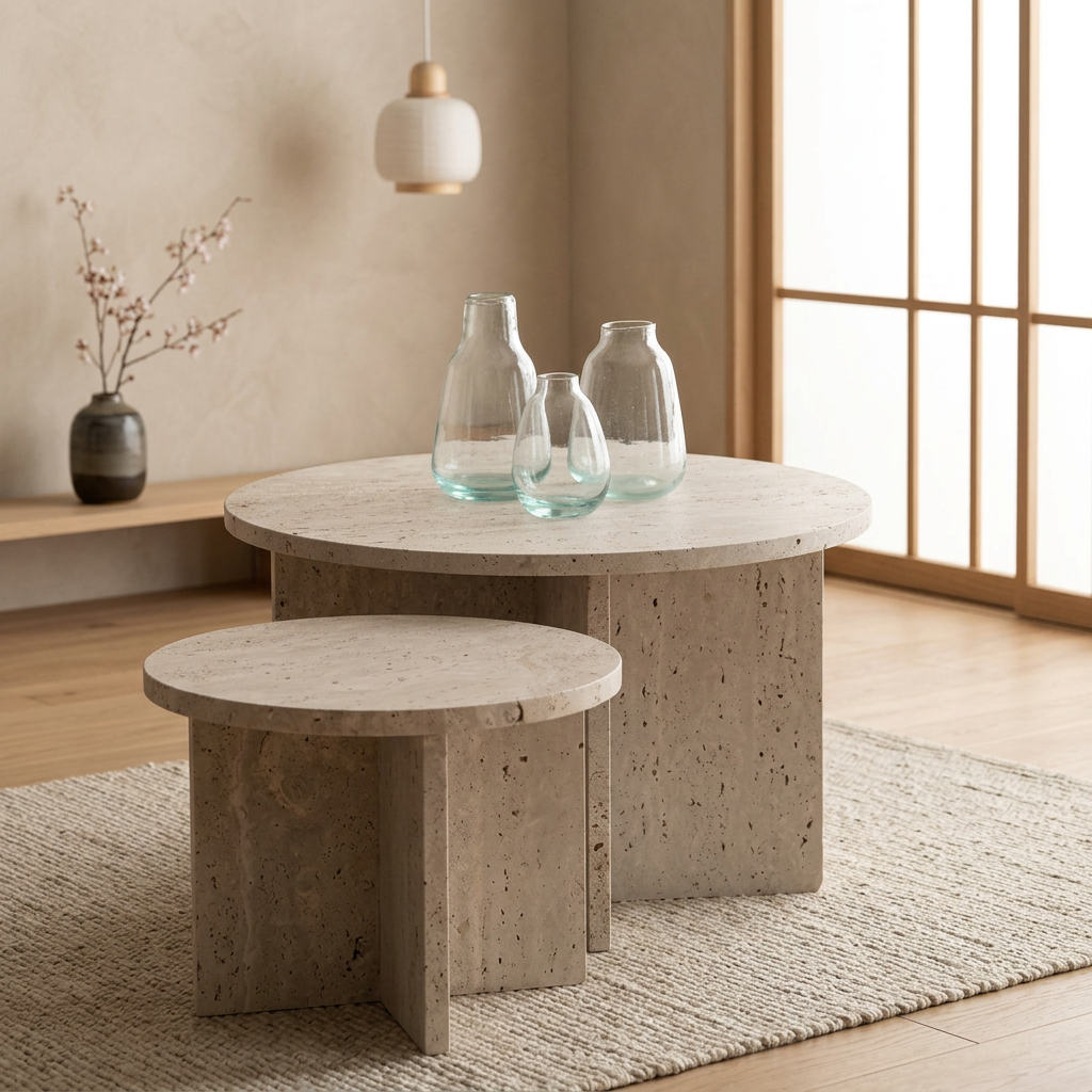 Table japandi Tables dans un intérieur japandi — Travertin | Maison Japandi