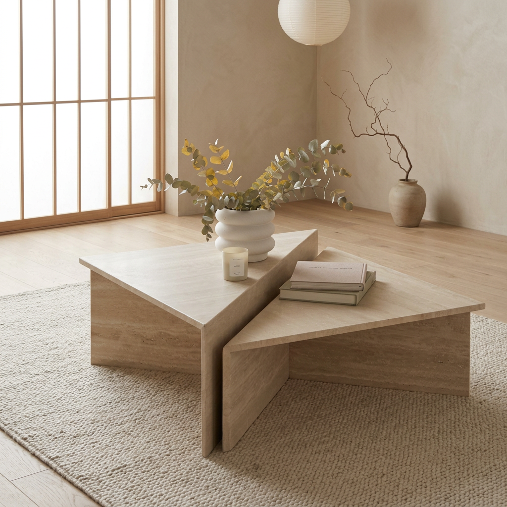 Structure table basse japandi Kishi pierre naturelle | Maison Japandi