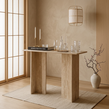 Console japandi Tsuru en travertin — Maison Japandi