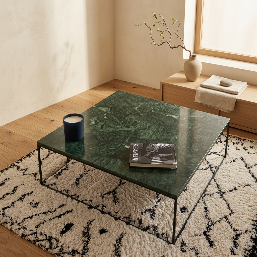 Plateau marbre — table basse japandi Sei artisanal | Maison Japandi