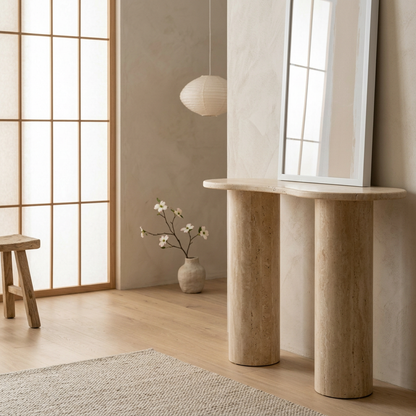 Console japandi dans un intérieur japandi — Travertin | Maison Japandi