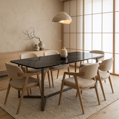 Table à manger japandi Sund en marbre noir — Maison Japandi