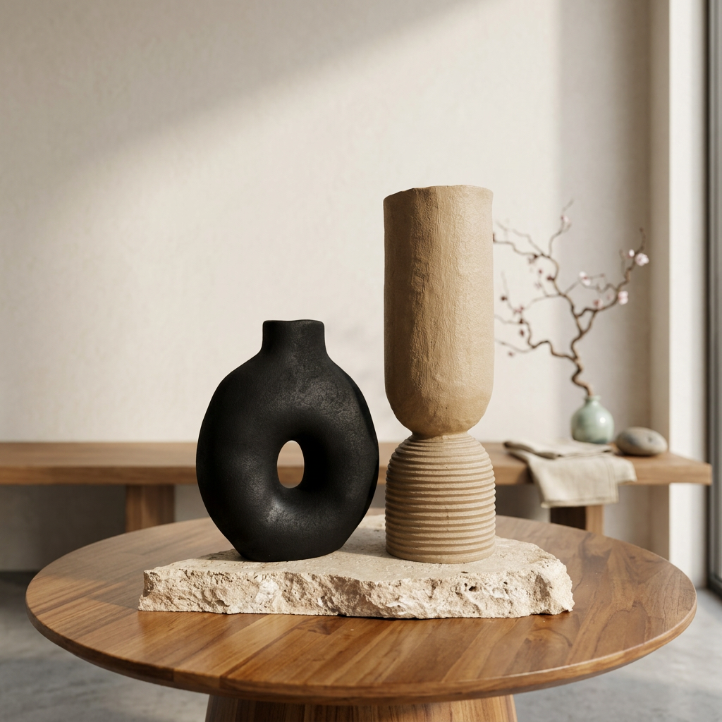 Maison Japandi — Tables en pierre naturelle