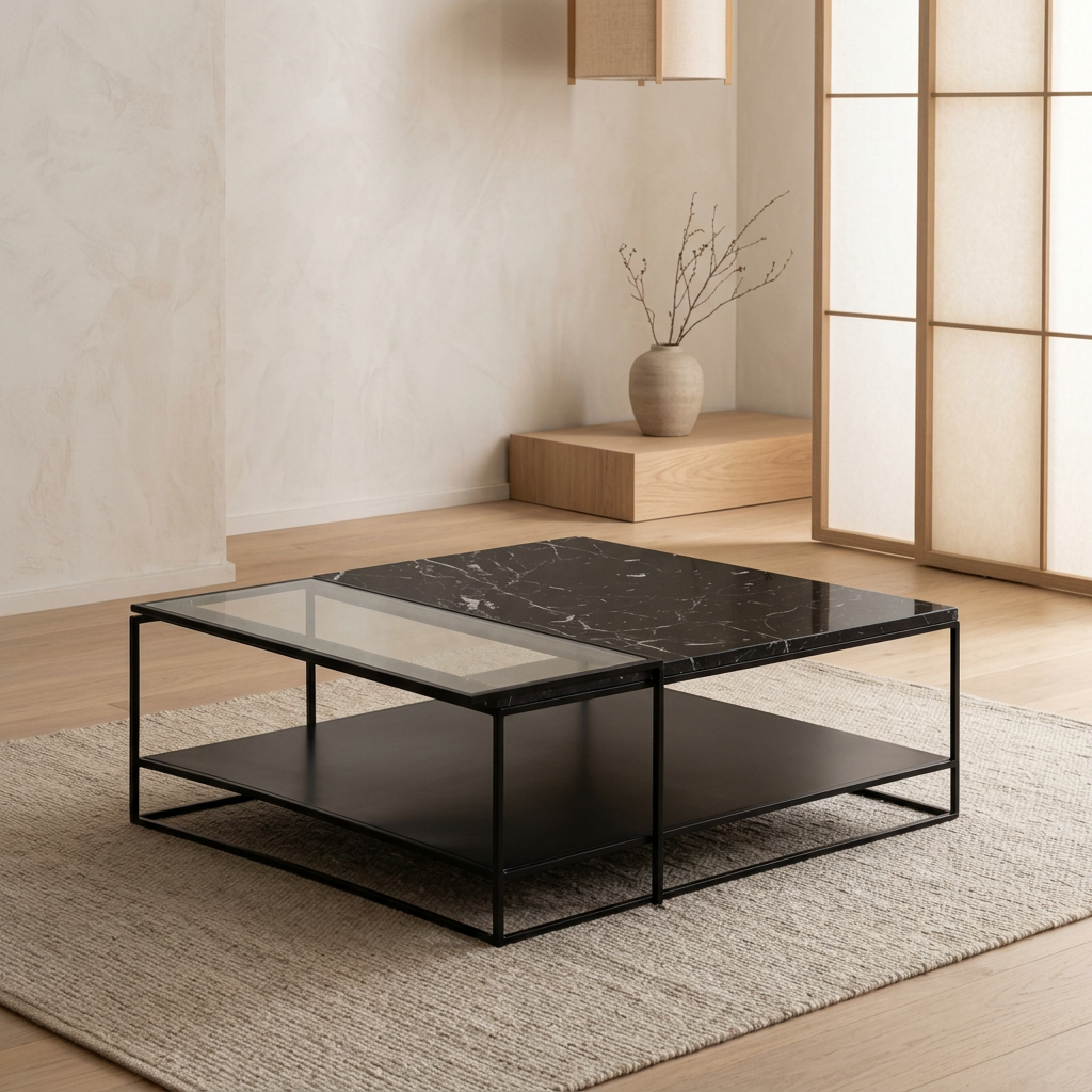 Détail marbre noir naturel — Table japandi Tables | Maison Japandi
