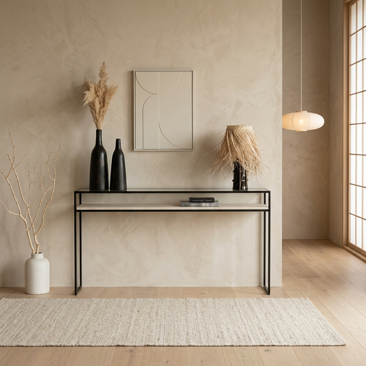 Console japandi Verre en travertin — Maison Japandi