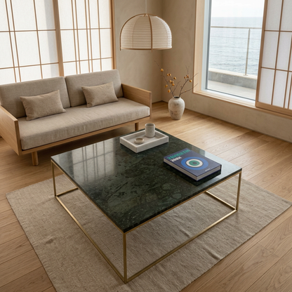 Détail marbre naturel — Table basse japandi Sei | Maison Japandi