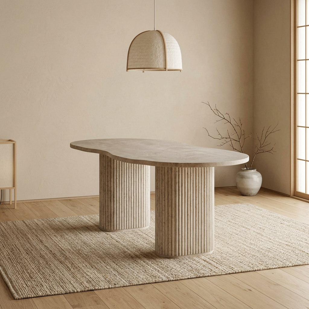 Table à manger japandi dans un intérieur japandi — Travertin | Maison Japandi