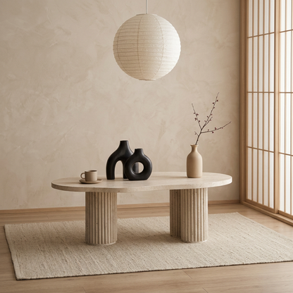 Table basse japandi Kaze en travertin — Maison Japandi
