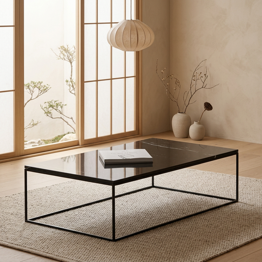 Table basse japandi Wabisabi en marbre — Maison Japandi