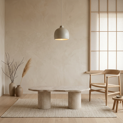 Table basse japandi Hagi en travertin — Maison Japandi