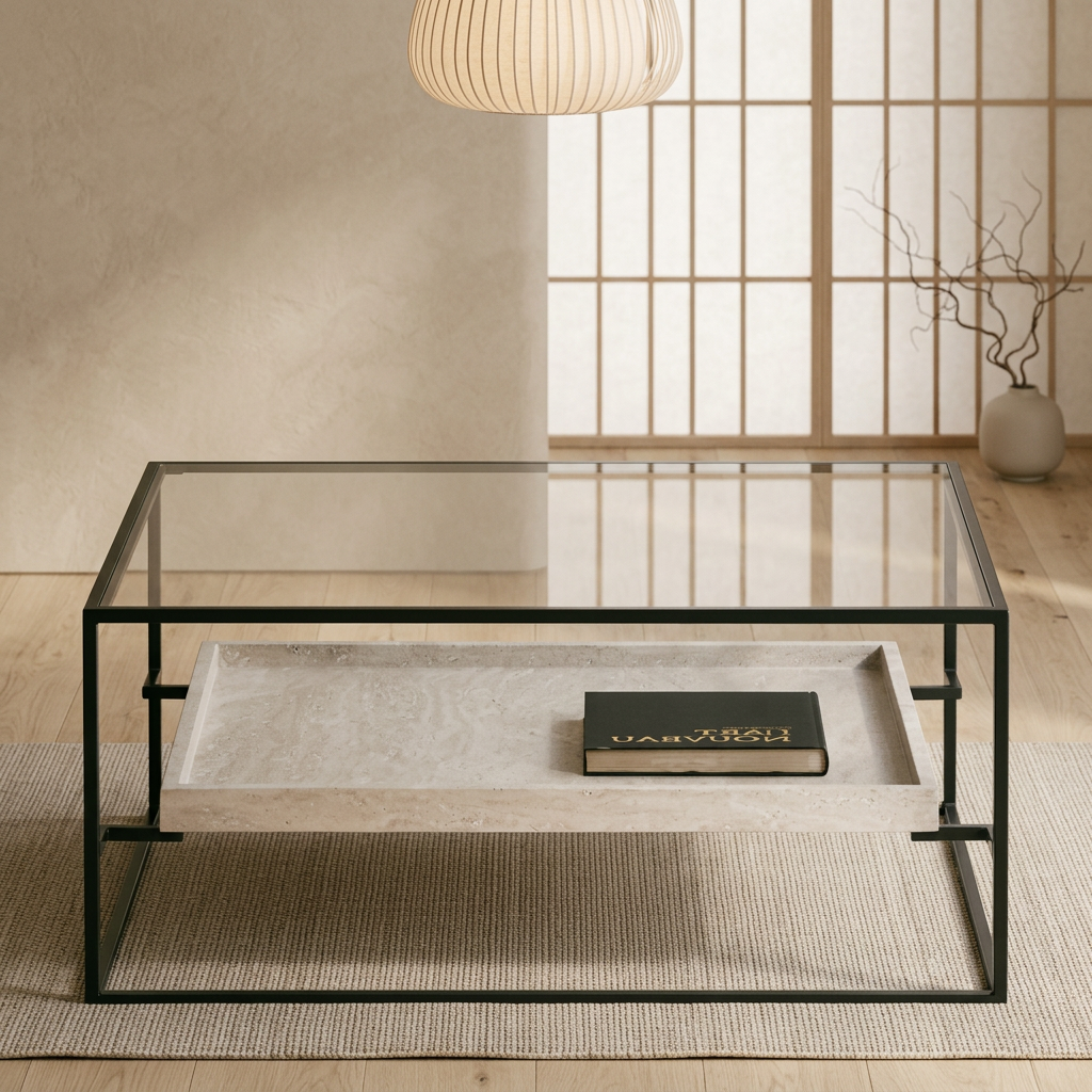 Table basse japandi Carrée en pierre naturelle — Maison Japandi