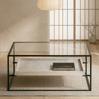 Table basse japandi Carrée en pierre naturelle — Maison Japandi