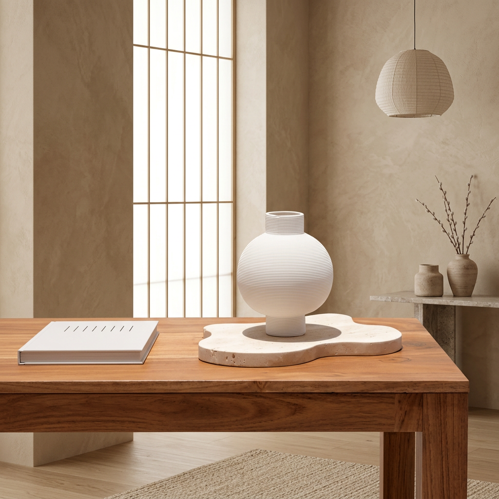 Maison Japandi — Tables en pierre naturelle