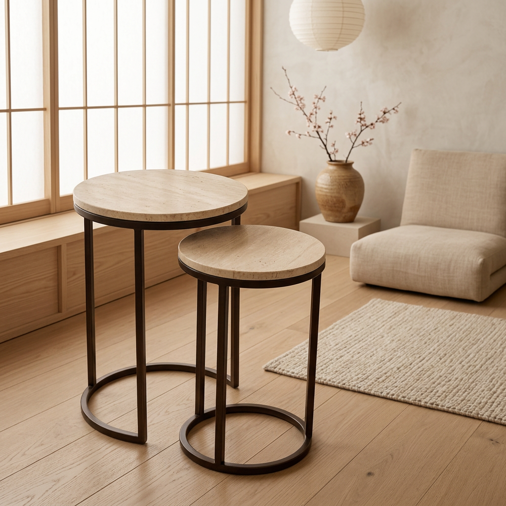 Table japandi Tables dans un intérieur japandi — Travertin | Maison Japandi