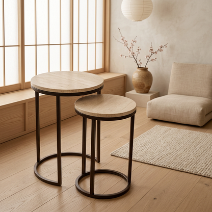 Table japandi Tables dans un intérieur japandi — Travertin | Maison Japandi