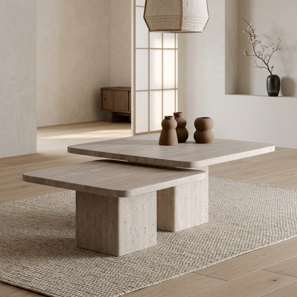 Table japandi Tables dans un intérieur japandi — Travertin | Maison Japandi
