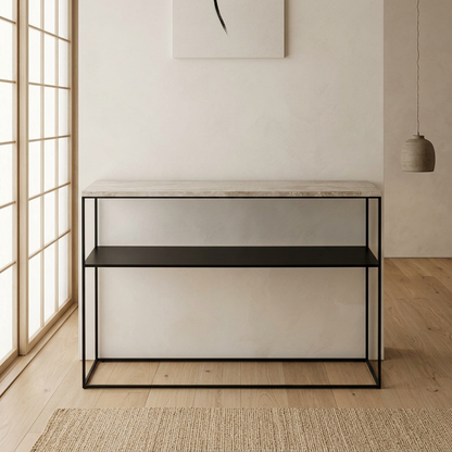 Console japandi Métal dans un intérieur japandi — Travertin | Maison Japandi