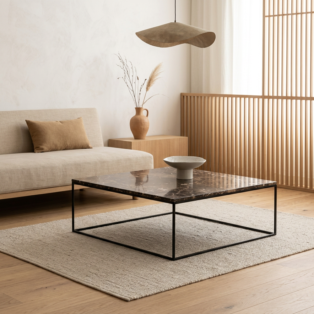 Structure table basse japandi Carrée pierre naturelle | Maison Japandi