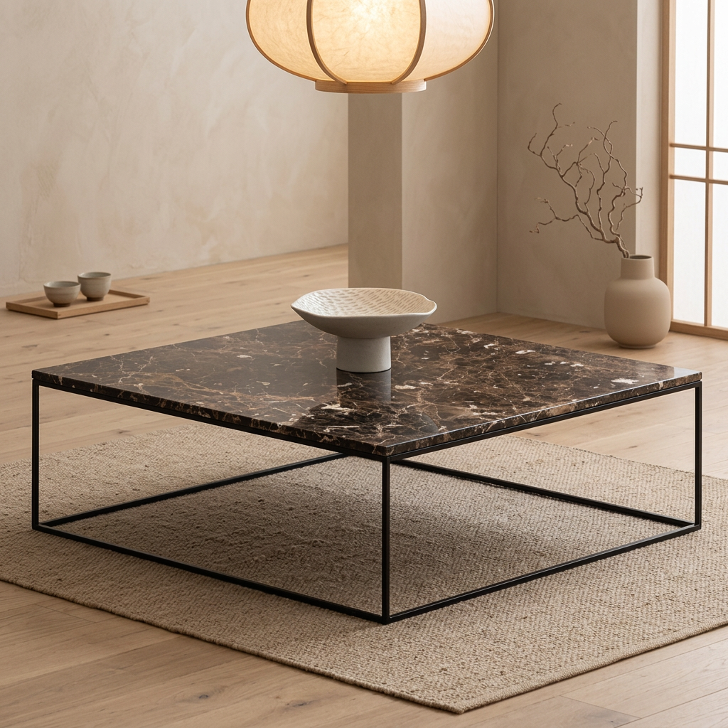 Structure table basse japandi Carrée pierre naturelle | Maison Japandi