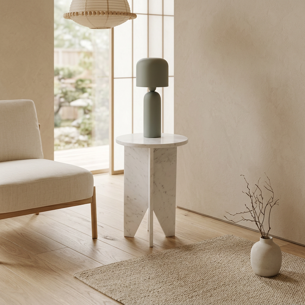 Structure table de chevet japandi Koe pierre naturelle | Maison Japandi